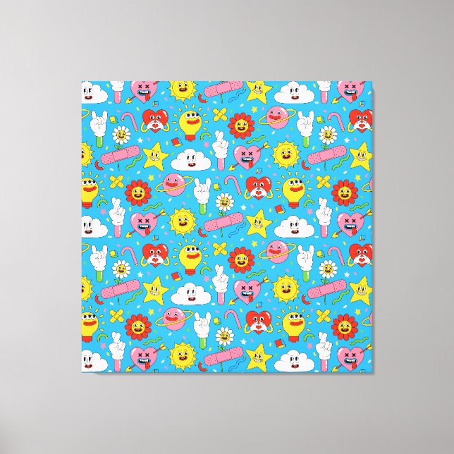 Caractères colorés mignons Toile d'art pop (Recto)