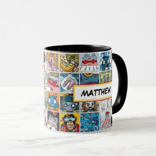 Caractères comiques Enfants Motif Nom Mug