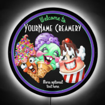 Caractères de crème glacée amusante éclairée Cone 
