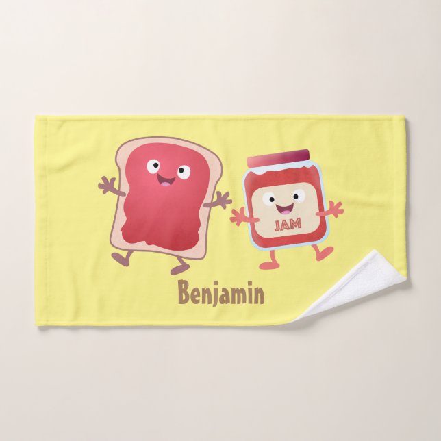 Caractères de dessins animés sur le pain et la con (Serviette à main)