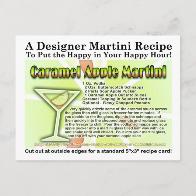 Caramel Apple Candy Martini Rezept Karte Postkarte (Vorderseite)