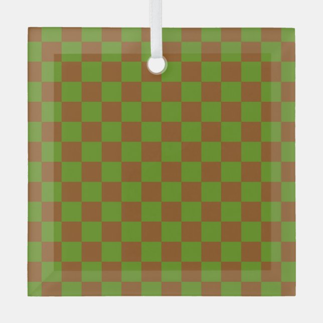 Caramel apple checkered board pattern ornament aus glas (Vorderseite)