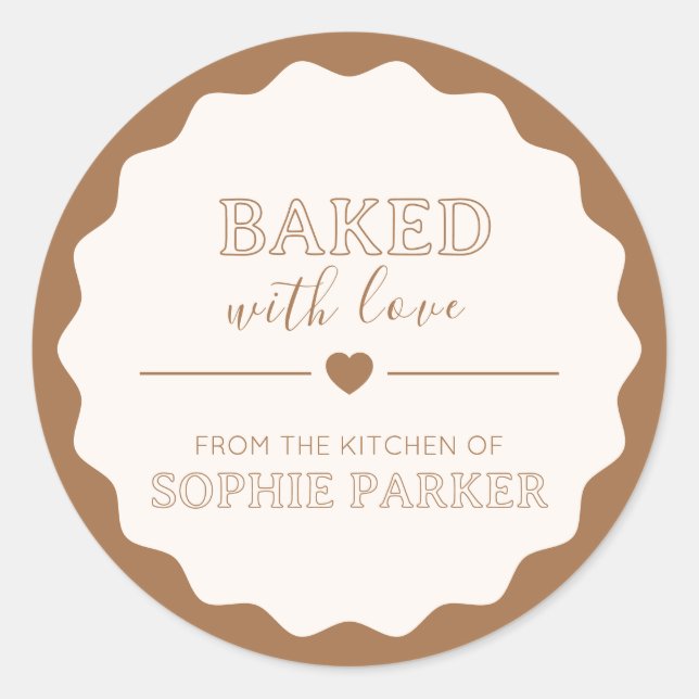 Caramel Brown Baked With Love  Scallop Sticker (Vorderseite)