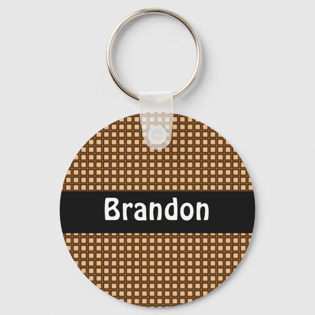 Caramel Checkered Pattern Personalisierter Schlüss Schlüsselanhänger (Vorderseite)