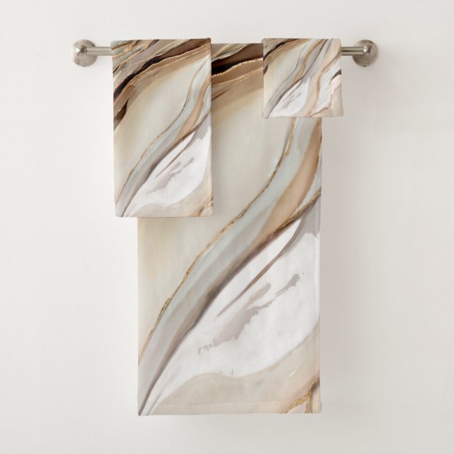 Caramel Coffee Creme fließend abstrakte Kunst Badhandtuch Set (Insitu)