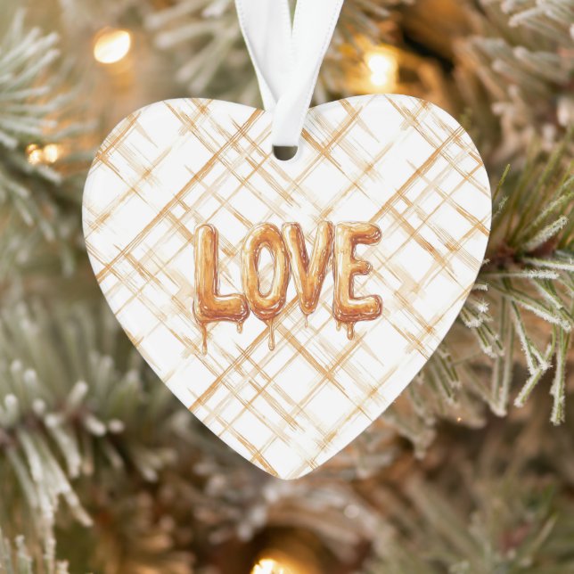 Caramel Cream Stripes Love Ornament (Baum)