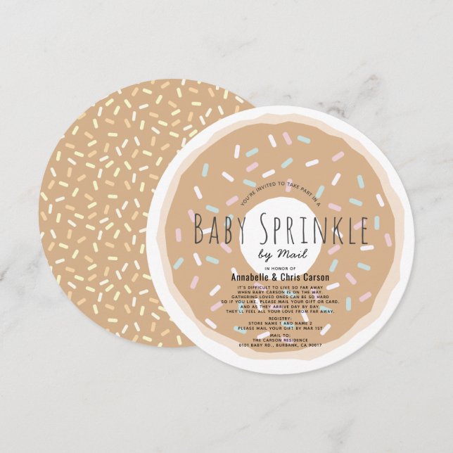Caramel Donut Baby Sprinkle Dusche von Mail Circle Einladung (Vorne/Hinten)