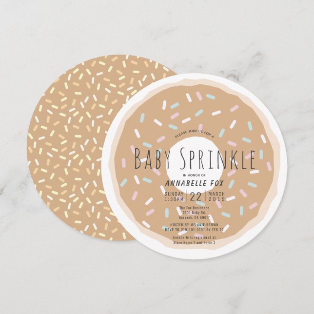 Caramel Donut Baby Sprinkle Duschkreislauf Einladung (Vorne/Hinten)