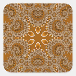 Caramel Fractal Lace Quadratischer Aufkleber