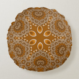 Caramel Fractal Lace Rundes Kissen