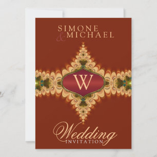 Caramel Lace Monogramme Mariage Invitations