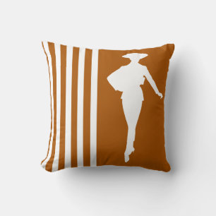 Caramel Moderne Streifen mit Mode-Silhouette Kissen