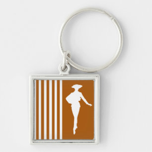 Caramel Moderne Streifen mit Mode-Silhouette Schlüsselanhänger