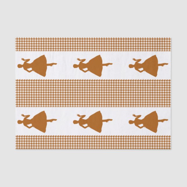 Caramel Modernes Hahnentrittmuster mit Mode-Silhou Seidenpapier (Vorderseite)