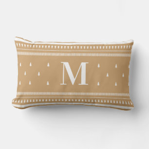 Caramel Nordic Christmas Trees & Monogram Lendenkissen