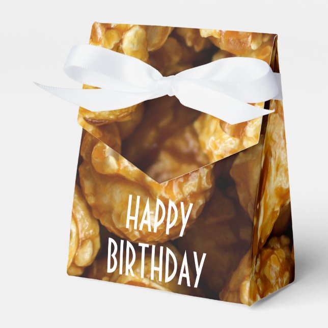 Caramel Popcorn Happy Birthday Favor Box Geschenkschachtel (Vorderseite)