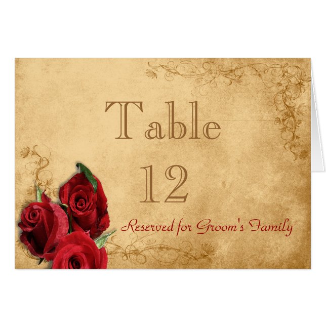 Caramel vintage Brown & Rose Numéro de table (Devant Horizontal)