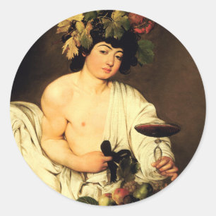 Caravaggio Bacchus-Aufkleber Runder Aufkleber