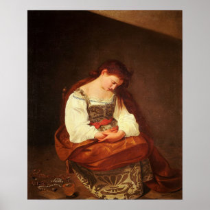 Caravaggio - Büßende Magdalena 1594 Poster