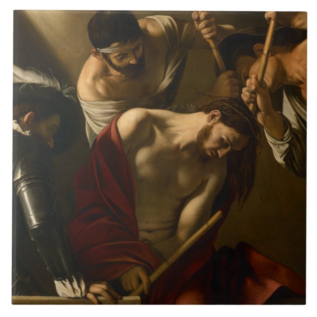 Caravaggio - das Krönen mit den Dornen Fliese (Vorderseite)