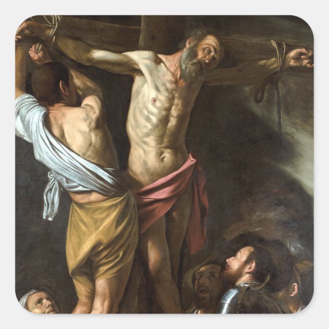 Caravaggio Die Kreuzigung des Heiligen Andreas Quadratischer Aufkleber (Vorderseite)