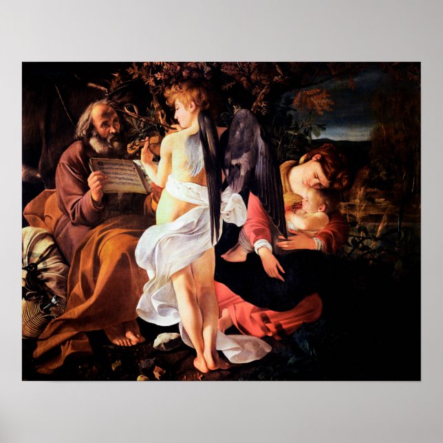 Caravaggio: Erholung über den Flug nach Ägypten Poster (Vorne)