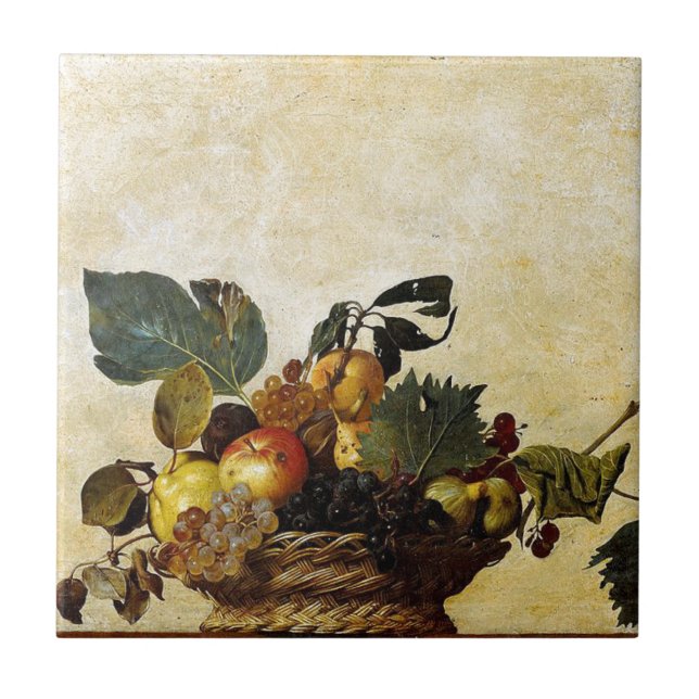 Caravaggio - Obstkorb - Klassisches Kunstwerk Fliese (Vorderseite)
