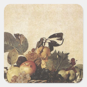Caravaggios Korb der Frucht Quadratischer Aufkleber