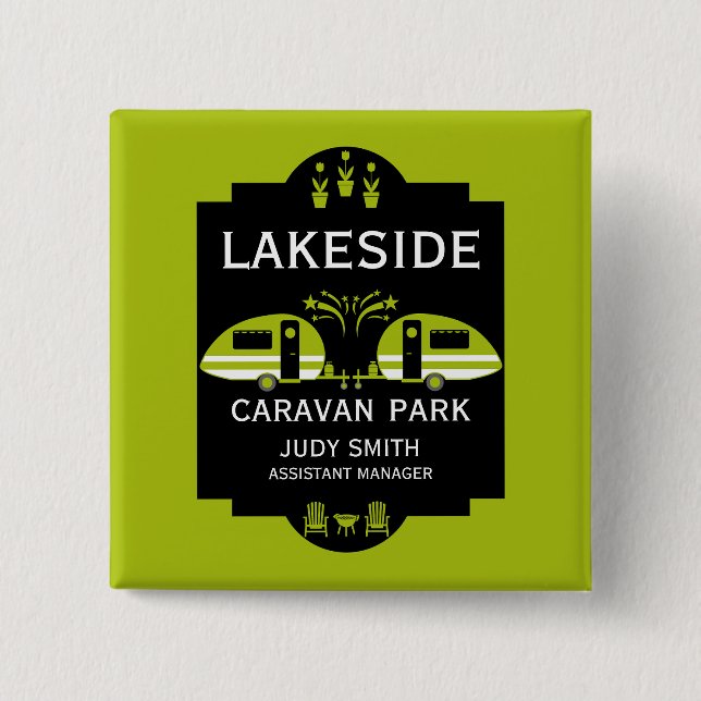 Caravan Campingplatz Werbeaktion Button (Vorderseite)