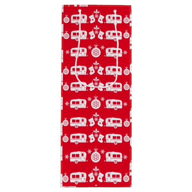Caravan Happy Christmas Camping Geschenktüte Für Weinflaschen (Vorderseite)