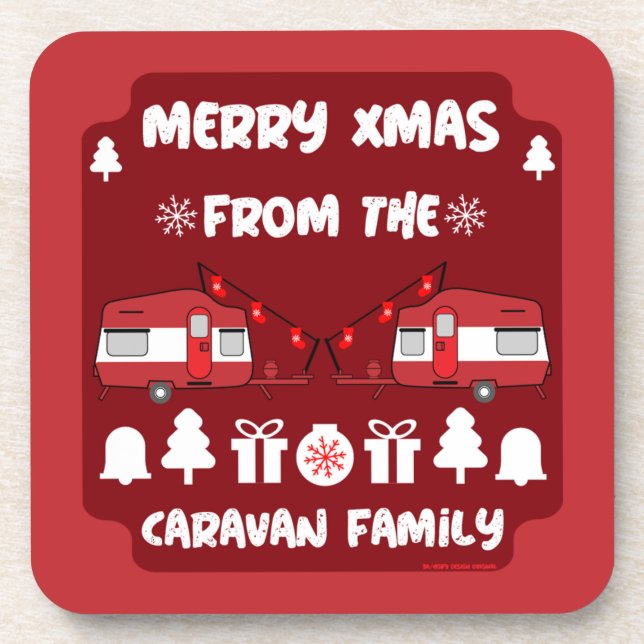 Caravan Happy Christmas Camping Getränkeuntersetzer (Vorderseite)