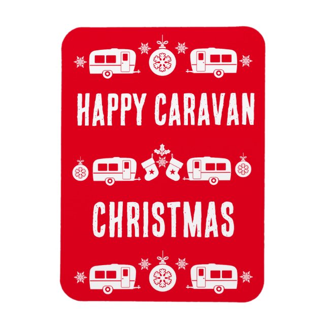 Caravan Happy Christmas Camping Magnet (Vertikal)