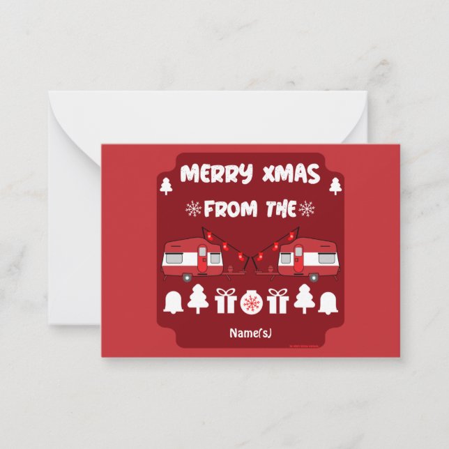 Caravan Happy Christmas Camping Mitteilungskarte (Vorderseite)
