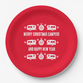 Caravan Happy Christmas Camping Pappteller