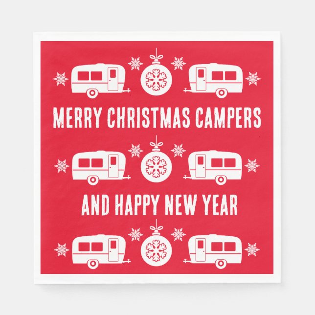 Caravan Happy Christmas Camping Serviette (Vorderseite)