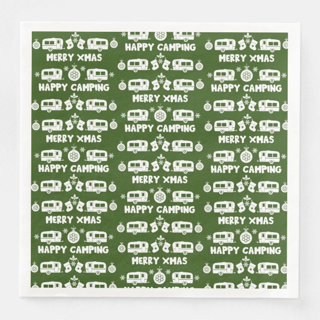 Caravan Happy Christmas Camping Serviette (Vorderseite)