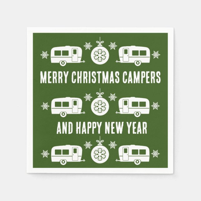 Caravan Happy Christmas Camping Serviette (Vorderseite)