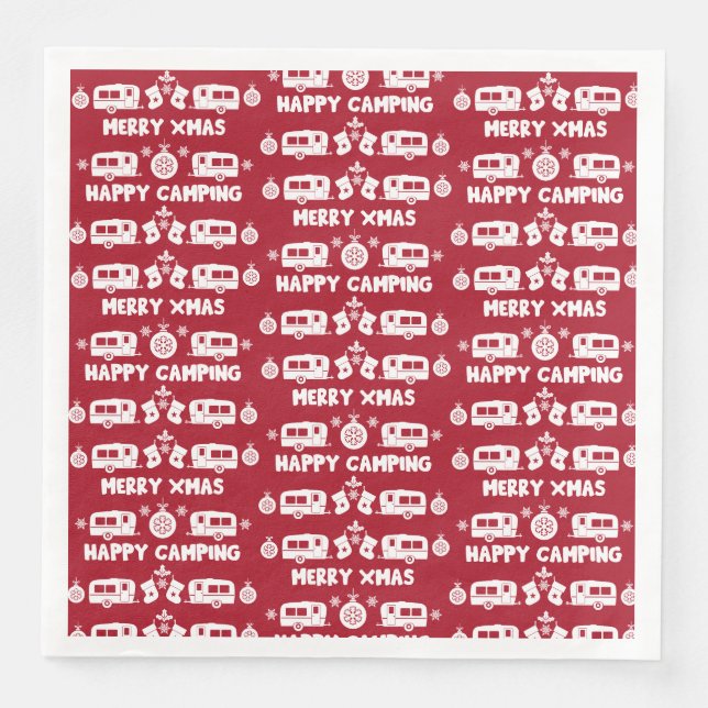 Caravan Happy Christmas Camping Serviette (Vorderseite)