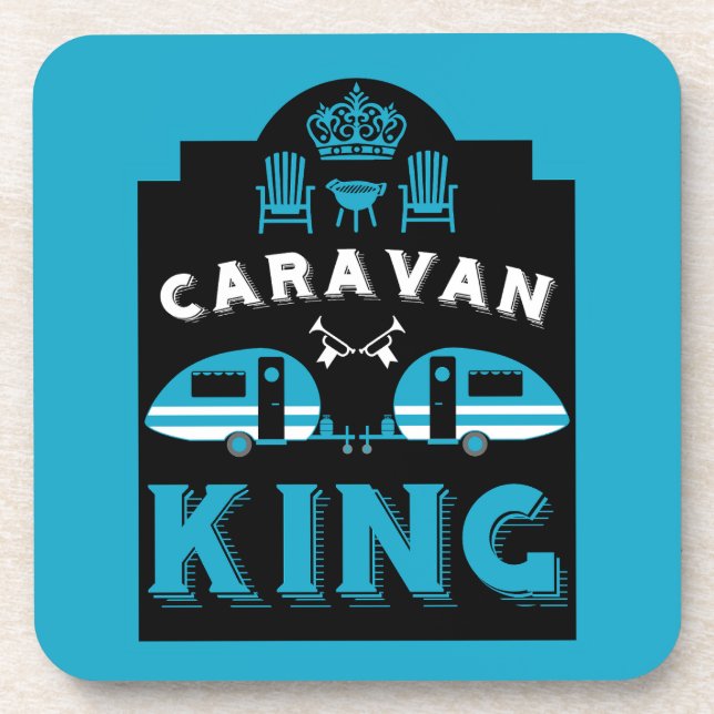 Caravan King - Geschenke für Camper Getränkeuntersetzer (Vorderseite)