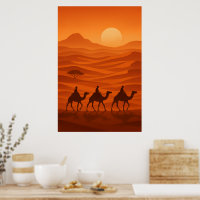 "Caravane du Soir | Désert Silhouette Art Mural