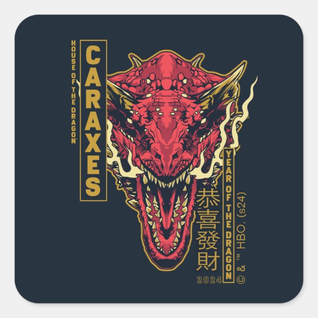 Caraxes Head Year of the Dragon | 恭 喜 發 財 Quadratischer Aufkleber (Vorderseite)