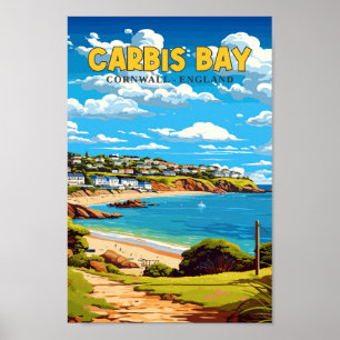 Carbis Bay Cornwall England Reisen Vintag Poster