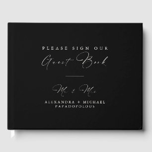 Carbon Black Elegant Minimal Wedding Gästebuch