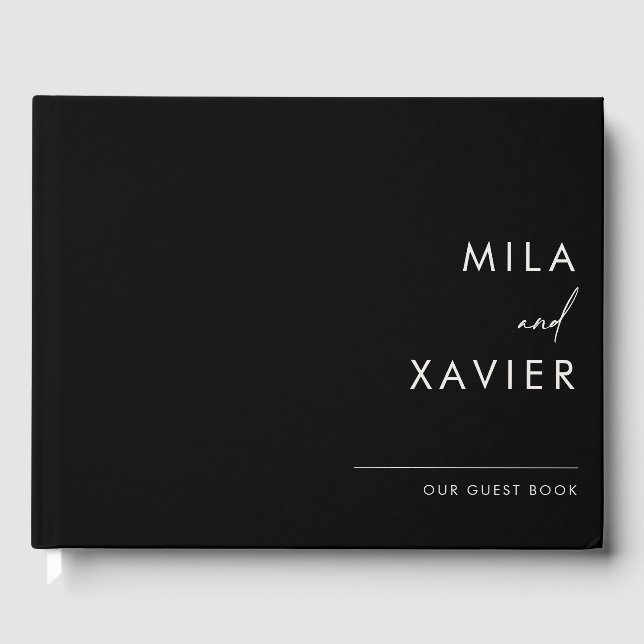Carbon Black | Modernes Minimal Wedding Guestbook Gästebuch (Vorderseite)