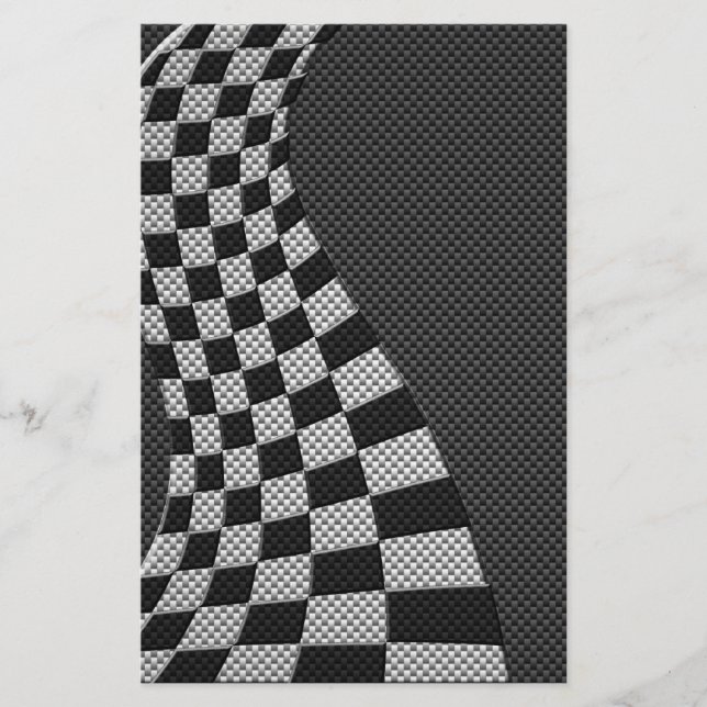 Carbon Fiber like Racing Flag Wave Print Briefpapier (Vorderseite)