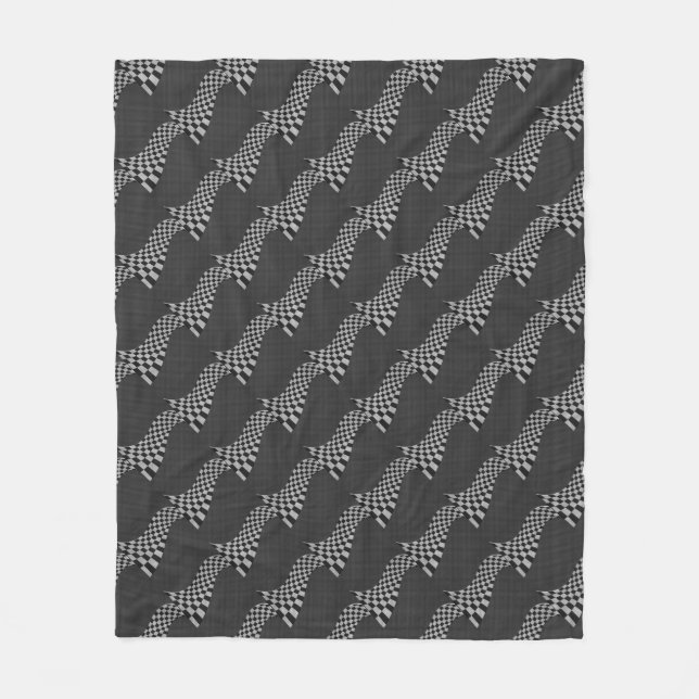 Carbon Fiber like Racing Flag Wave Print Fleecedecke (Vorderseite)