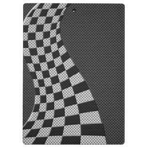 Carbon Fiber like Racing Flag Wave Print Klemmbrett