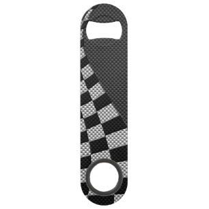 Carbon Fiber like Racing Flag Wave Print Speed Flaschenöffner
