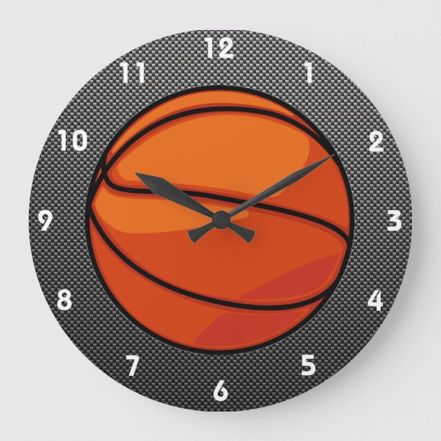 Carbon Fiber sieht Basketball aus Große Wanduhr (Vorderseite)