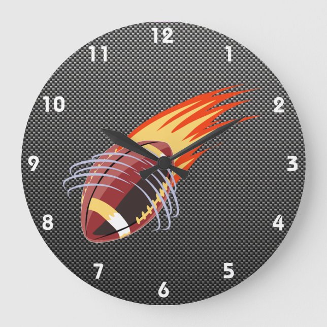Carbon Fiber sieht wie Flammenfußball aus Große Wanduhr (Vorderseite)